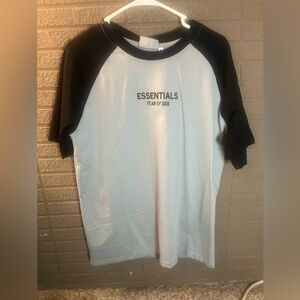 Fear of God Essentials White and Black Short Sleeve Raglan Tee
